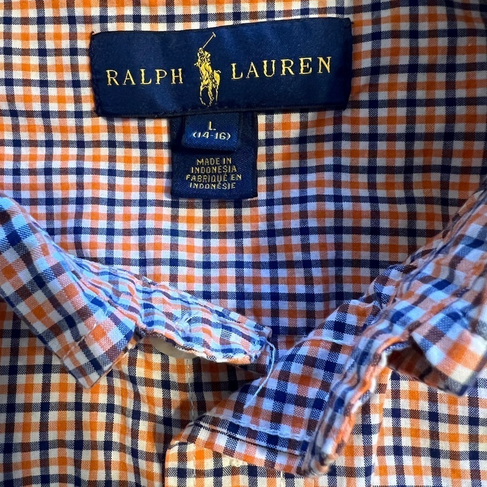 Boys Polo Ralph Lauren Gingham Button Down Shirt | Large 14/16 - Picture 2 of 2